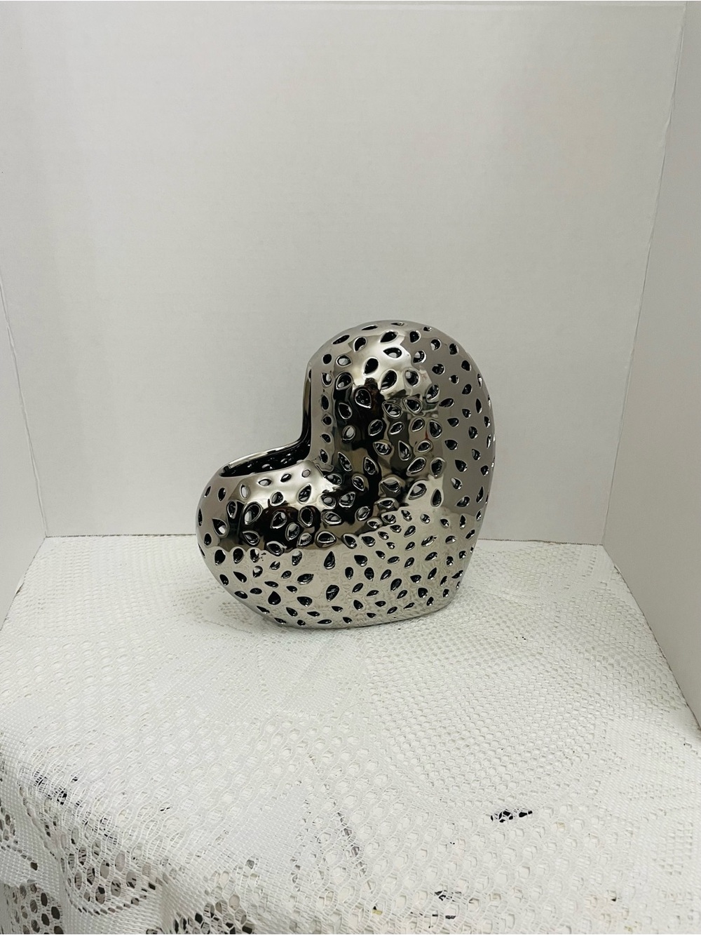 Decorative Hammered Silver Heart Vase